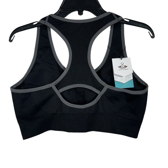 HeathYoga XXX-Large Sports Bra Racerback Padded Cups Activewear Stretch Black - Picture 3 of 7